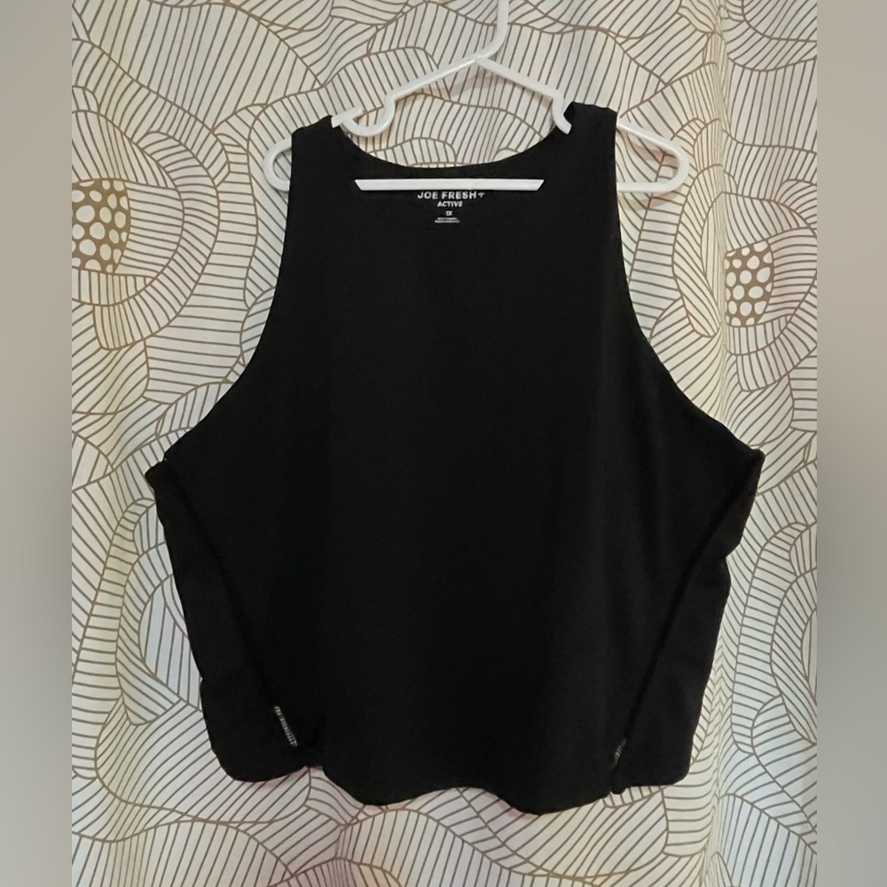 Joe Fresh 1X Dry Fit Double Lined Cropped Workout Tank with Trim Detail